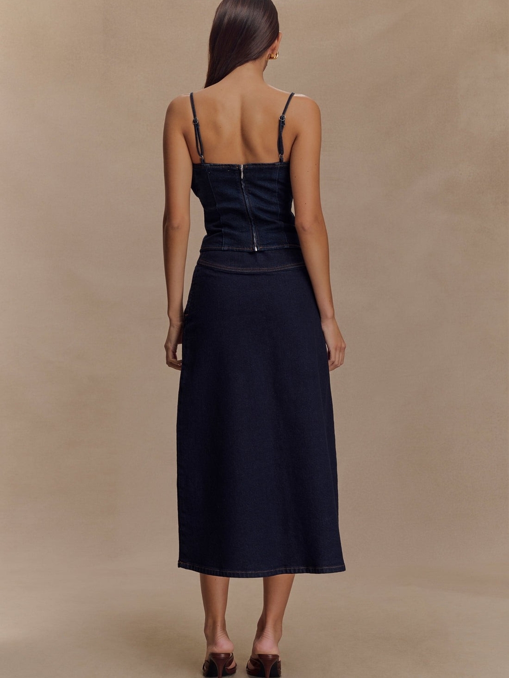 Meshki Cecilia Indigo Blue Denim Frill Corset Top (size M, but runs small) - Picture 9 of 11